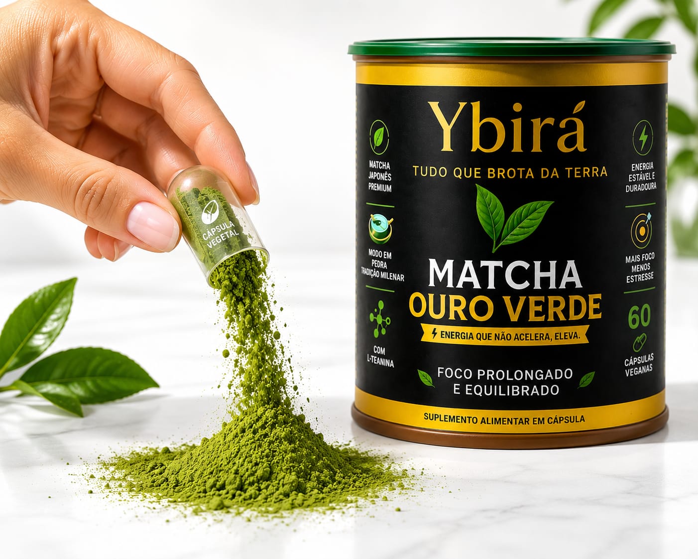Cápsula vegana de Matcha Ouro Verde